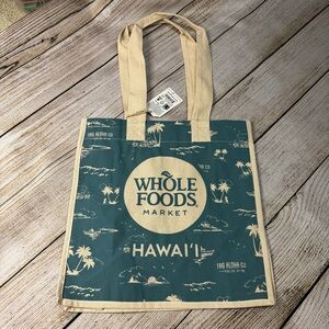NWT Whole Foods Hawaii Tag Aloha Organic Cotton Tote Bag (larger size)